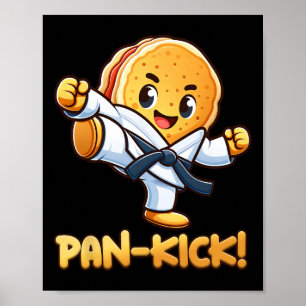 Grappige Pannenkoek Pan Karate Taekwondo Kick Boys Poster