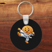 Grappige Pannenkoek Pan Karate Taekwondo Kick Boys Sleutelhanger (Voorkant)