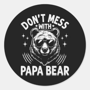 Grappige Papa Beer Bemoei je niet met Papa Beer Gr Ronde Sticker