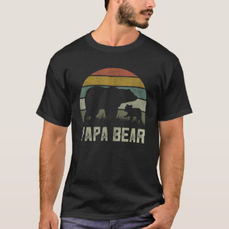 Grappige Papa Beren Cub 1 Kind Vaderdag Opa T-shirt
