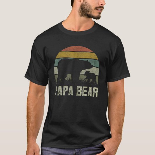 Grappige Papa Beren Cub 1 Kind Vaderdag Opa T-shirt (Voorkant)