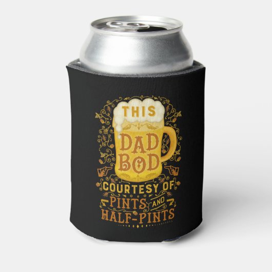 Grappige papa Bod Bier Pints Vaders Dag Monogramme Blikjeskoeler (Blikje Achterkant)