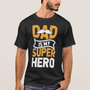 Grappige Papa Is Mijn Superheld Snor T-shirt