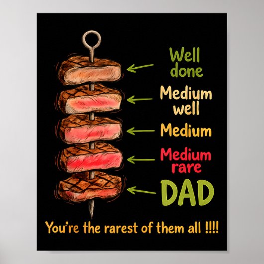 Grappige papa, jij bent de zeldzaamste BBQ vaderda Poster (Voorkant)