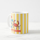 Grappige papa krab schaaldier Amalfi gele streep Koffiemok (Voorkant links)