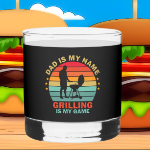 Grappige papa naam grillen spel woord kunst whisky glas