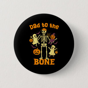 Grappige papa tot op het bot skelet met kinderen H Ronde Button 5,7 Cm