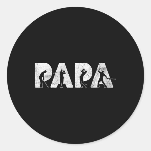 Grappige Papa Vader Golf Papa Grappige Vaderdag Ca Ronde Sticker (Voorkant)
