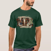 Grappige Papa Vissen Geruite Houtstructuur T-shirt (Voorkant)