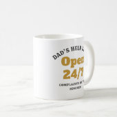 Grappige Papa's Helpdesk Open 24/7 Koffiemok (Voorkant rechts)