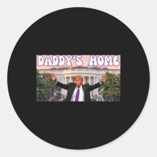 Grappige papa's huis Trump 2024 Stand met Trump Gi Ronde Sticker