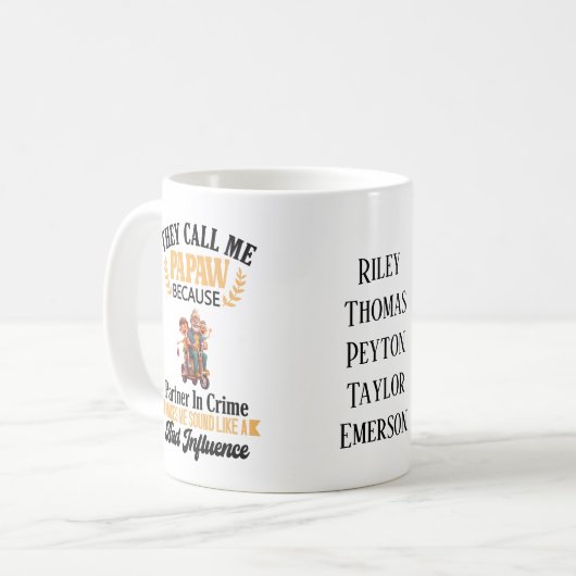 Grappige papaw, opa, grootvader, koffiemok (Voorkant links)