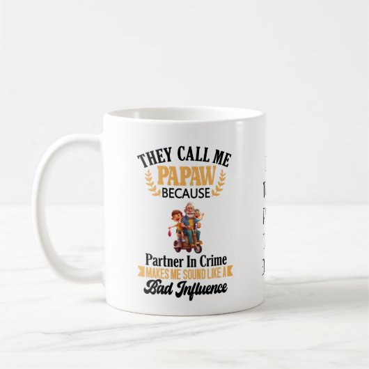 Grappige papaw, opa, grootvader,  koffiemok (Links)