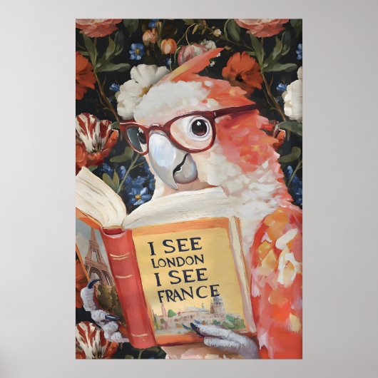 Grappige Papegaai Badkamer Muur Kunstprint 'Ik Zie Poster (Voorkant)