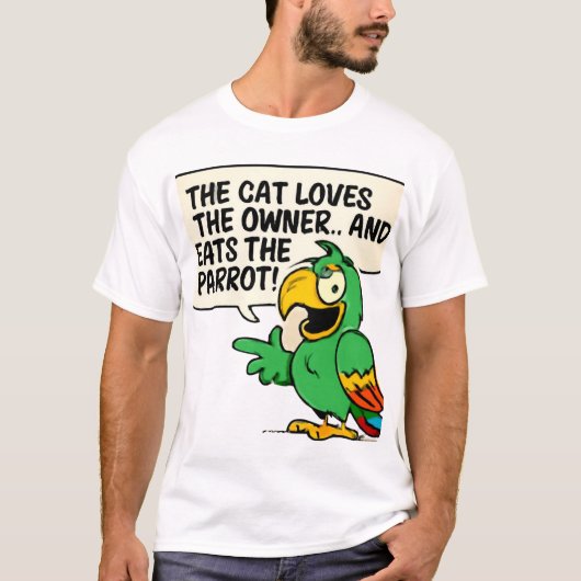 Grappige papegaai Cartoon met donkere Humor T-shirt (Voorkant)