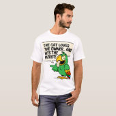 Grappige papegaai Cartoon met donkere Humor T-shirt (Voorkant volledig)