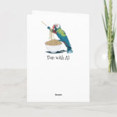 Grappige papegaai eten Ramen Noedels met stokjes Kaart (Achterkant)