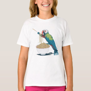 Grappige papegaai eten Ramen noedels T-shirt