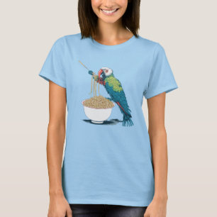 Grappige papegaai eten Ramen noedels T-shirt