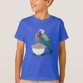Grappige papegaai eten Ramen noedels T-shirt (Voorkant)