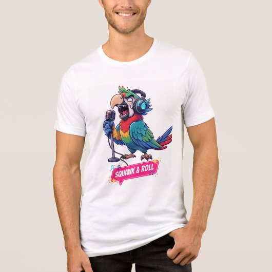 Grappige Papegaai Karaoke Zingt T-Shirt (Voorkant)