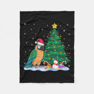 Grappige Papegaai Kerstboom Lichtjes Rendier Hoed Fleece Deken