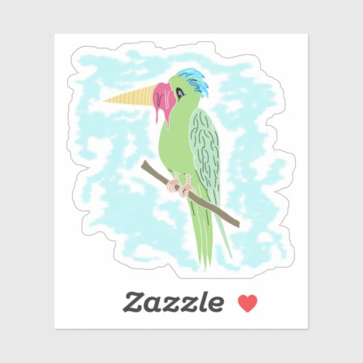 Grappige papegaai met ijs sticker (Vel)