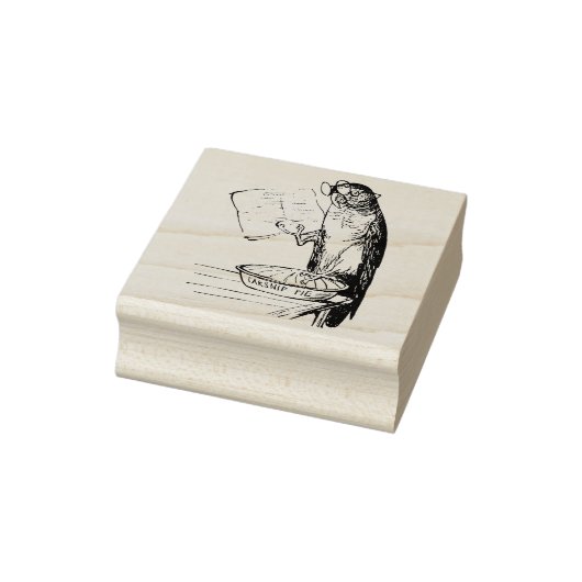 Grappige papegaai met leesbril en pastinaak taart rubberstempel (Stempel)