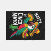 Grappige papegaai sombrero hoed cinco de mayo fleece deken (Voorkant (Horizontaal))