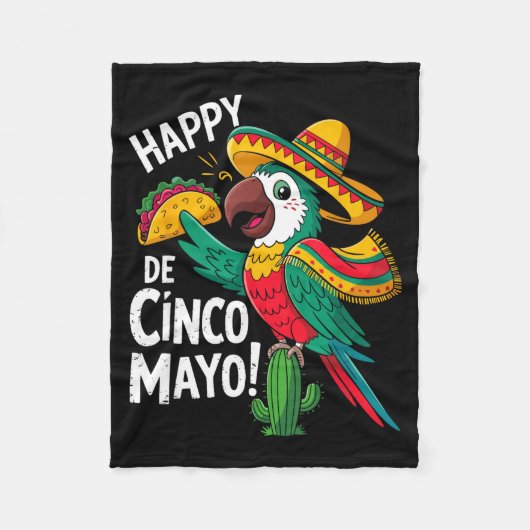 Grappige papegaai sombrero hoed cinco de mayo fleece deken (Voorkant)