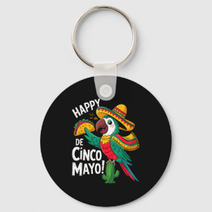 Grappige papegaai sombrerohoed cinco de mayo  sleutelhanger