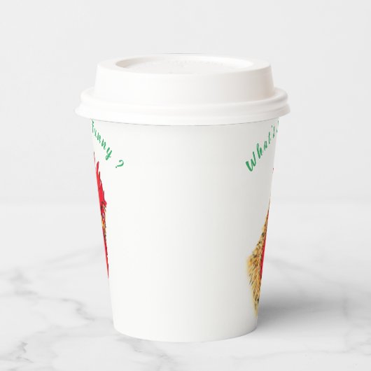 Grappige papieren bekers Verraste Haan - aangepast (Links)