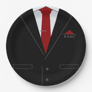 Grappige papieren Borden Business Suit en Jouw naa Bordje