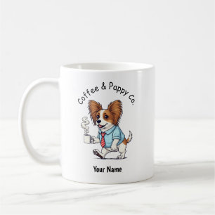 Grappige Papillon Hond Zakelijke Pak Koffie Koffiemok