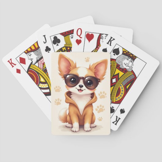Grappige Papillon Kawaii Hond Pokerkaarten (Achterkant)