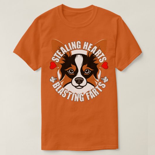 Grappige Papillon Stealing Harten Blasting Scheten T-shirt (Design voorkant)