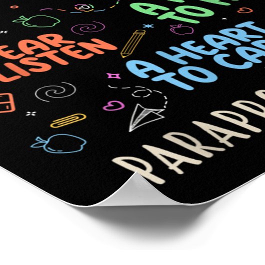 Grappige Paraeducator Heart to Care Paraprofession Poster (Hoek)