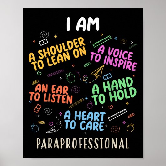 Grappige Paraeducator Heart to Care Paraprofession Poster (Voorkant)