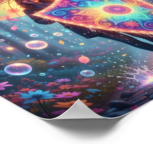 Grappige paraplu kunst - vrolijke regenbui poster (Hoek)