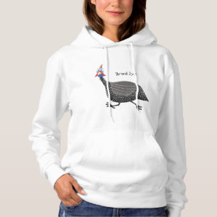 Grappige parelhoen vogel cartoon illustratie hoodie