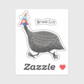 Grappige parelhoen vogel cartoon illustratie sticker (Vel)