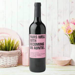 Grappige Paren Goed Tante Zwangerschapsaankondigin Wijn Etiket
