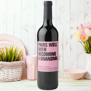 Grappige Paren Leuk Oma Zwangerschapsaankondiging Wijn Etiket