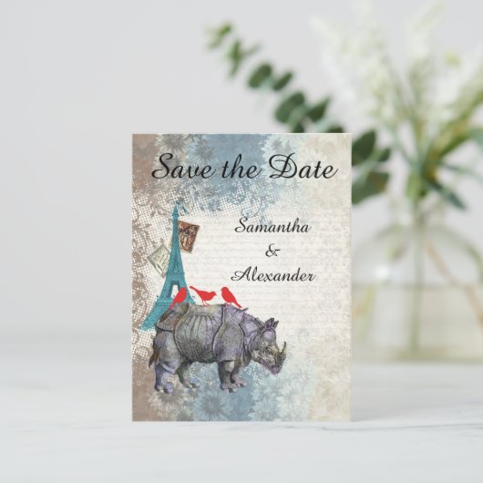 Grappige Parijs collage opslaan van de datum Aankondigingskaart (Staand voorkant)