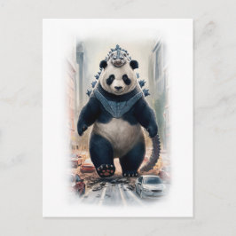 Grappige Parodie Panda Actie Film op een Witte Feestdagenkaart