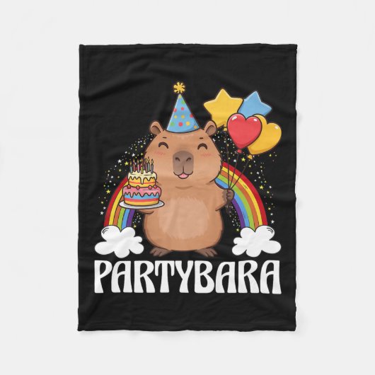 Grappige Partybara Capybara Gefeliciteerd Kinderen Fleece Deken (Voorkant)