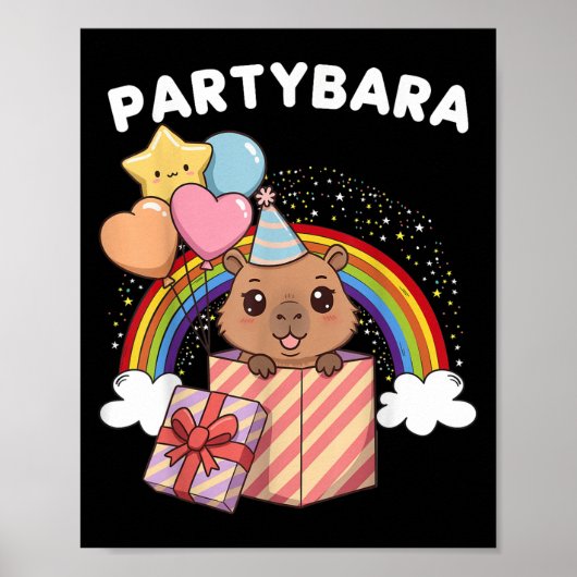 Grappige Partybara Capybara Gefeliciteerd Kinderen Poster (Voorkant)