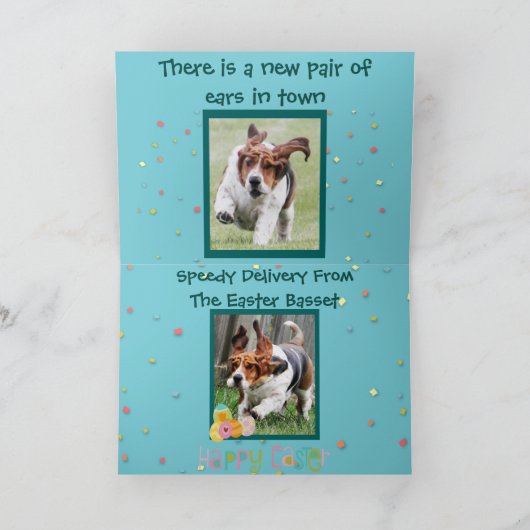 Grappige Pasen Basset Hound op de Kaart van Pasen (Binnen)