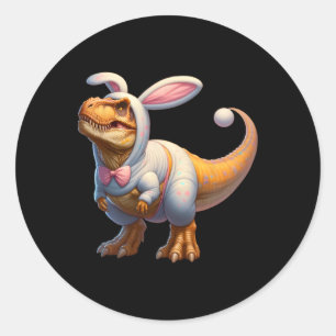 Grappige Pasen Bunny Dinosaur T-rex Apparel Uni-ad Ronde Sticker