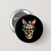 Grappige Pasen Bunny Skull Egg Hunt Paasdag Ronde Button 5,7 Cm (Voorkant /achterkant)